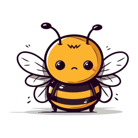 Cute cartoon bee character. Vector illustration on white backgro