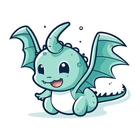 Cute cartoon dragon. Vector illustration isolated on a white bac