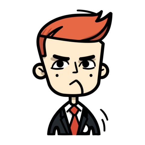 Angry Businessman   Vector Cartoon Illustration