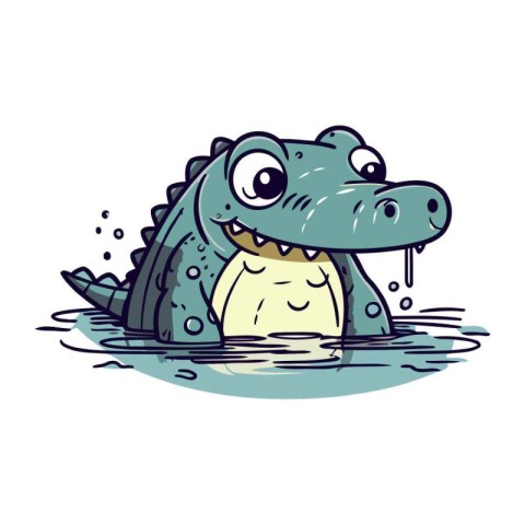 Crocodile in water. Vector illustration on white background.