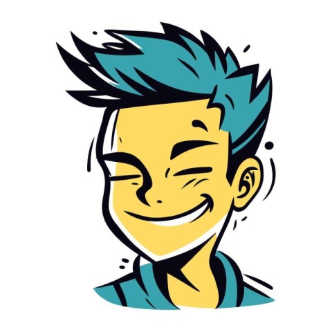 Vector illustration of a young man with a smile on his face.