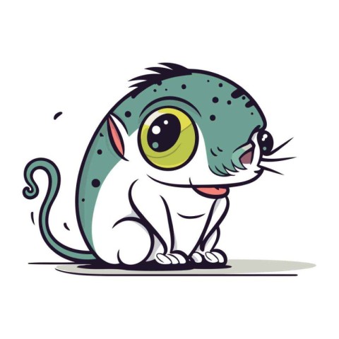 Funny cartoon cat with big eyes. Vector illustration isolated on