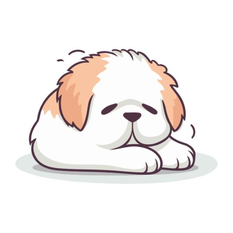 Cute dog sleeping on white background. Vector illustration in ca