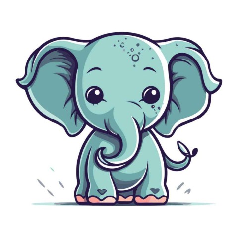 Cute cartoon elephant. Vector illustration isolated on a white b