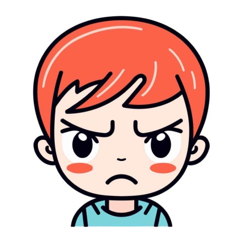 Angry boy with red hair. Vector illustration in cartoon style.