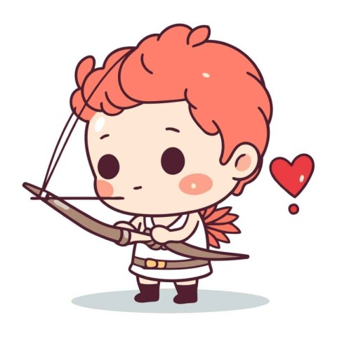 Cupid boy with bow and arrow cartoon vector. Cupid boy in love.