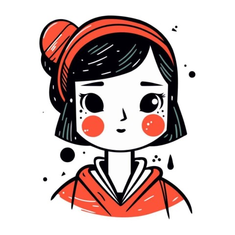 Vector illustration of a girl with red eyes and a red headband.