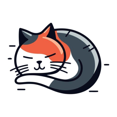 Cute cartoon cat sleeping. Vector illustration in doodle style.