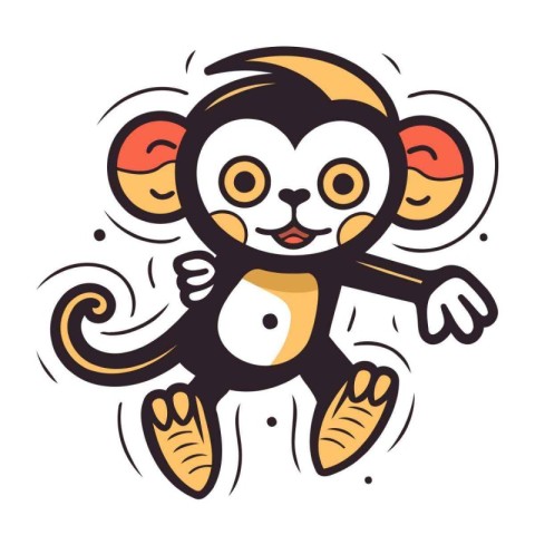 Cute cartoon monkey. Vector illustration isolated on a white bac