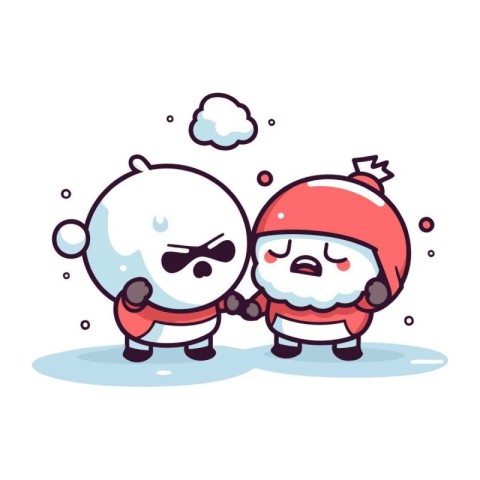 Cute santa claus and snowman. christmas vector illustration