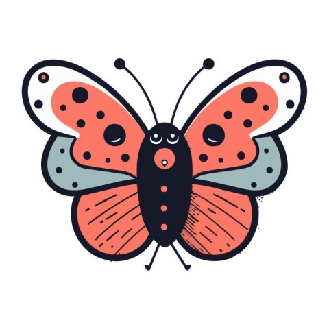 Butterfly. Hand drawn vector illustration in doodle style.