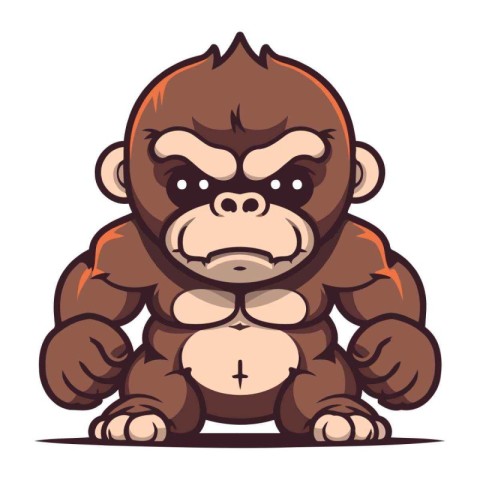 Gorilla Cartoon Mascot Character. Vector Illustration.