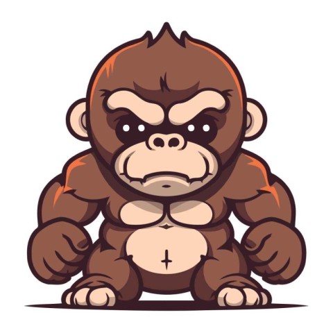 Gorilla Cartoon Mascot Character. Vector Illustration.