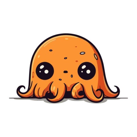 Cute cartoon octopus isolated on white background. Vector illust