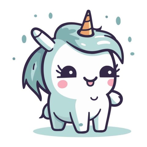 Cute cartoon unicorn. Vector illustration isolated on a white ba