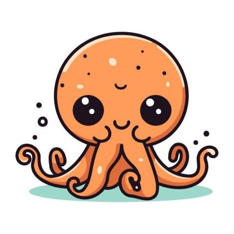 Cute cartoon octopus. Vector illustration isolated on white back