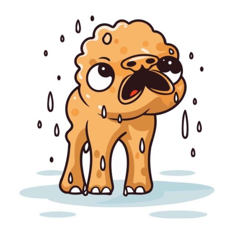 Illustration of a Cute Dog Wearing a Raincoat.