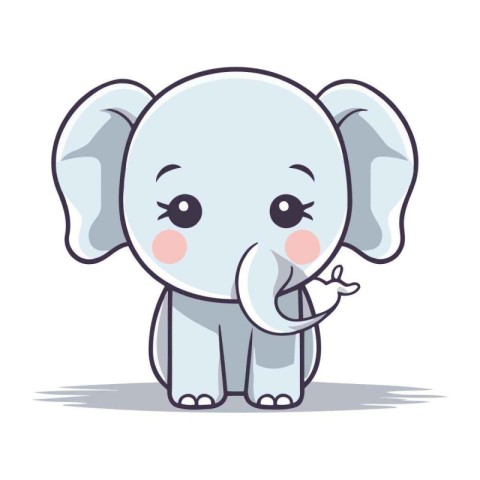 Cute elephant cartoon character vector illustration. Cute baby e