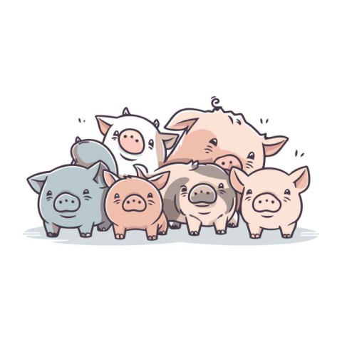 Cartoon pig family. Vector illustration of a pig family with pig