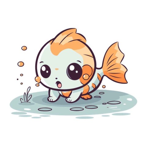 Cute fish cartoon vector illustration. Cute kawaii fish characte