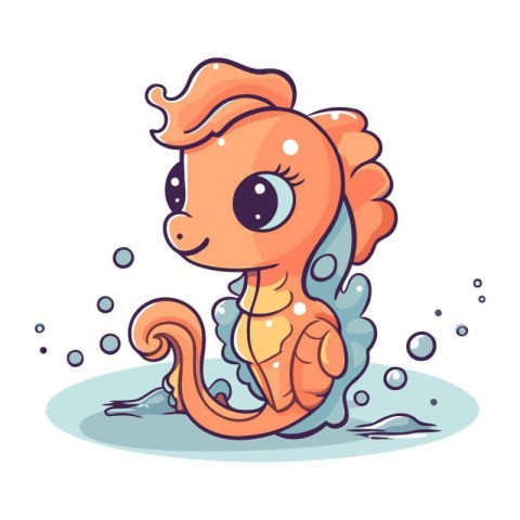 Cute cartoon seahorse. Vector illustration isolated on white bac