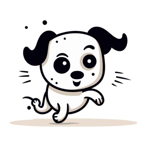 Cute dog running and smiling. Vector illustration in cartoon sty