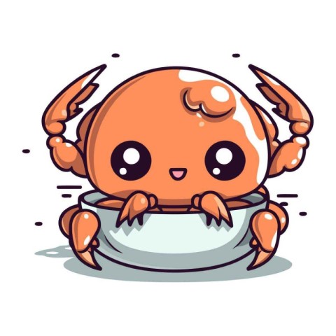 Cute cartoon crab. Vector illustration. Isolated on white backgr