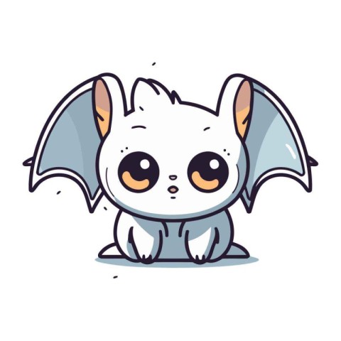 Cute cartoon bat. Vector illustration isolated on a white backgr