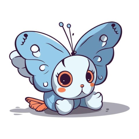 Cute butterfly character isolated on a white background. Vector