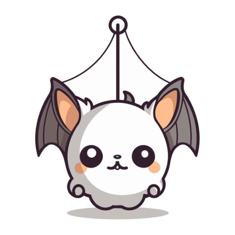 Cute bat character cartoon style vector illustration. Halloween