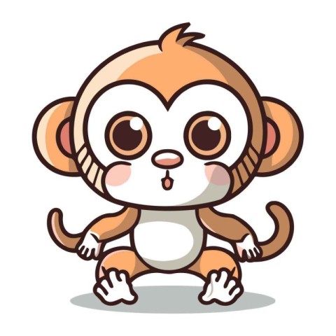 Cute monkey character cartoon vector illustration. Animal cute m