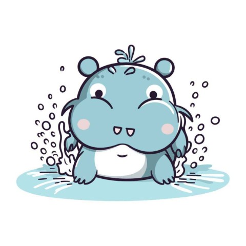 Cute hippopotamus. Vector illustration of a cartoon hippopotamus