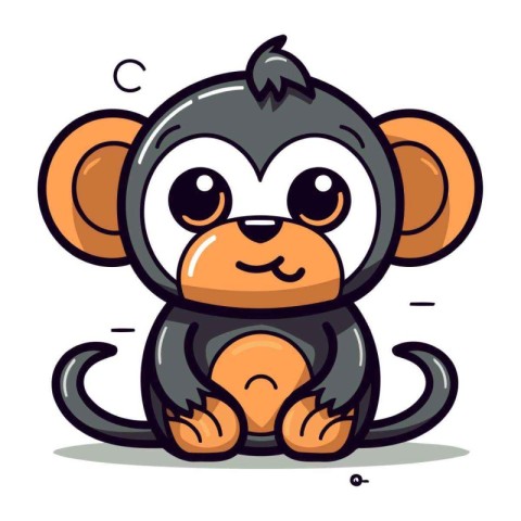 Cute Monkey Cartoon Mascot Character Vector Icon Illustration De