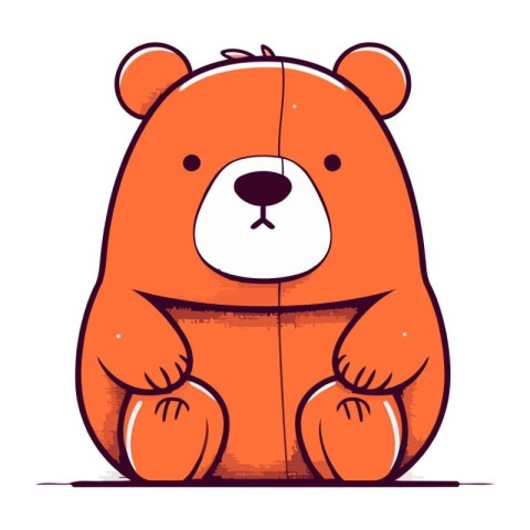 Cute cartoon bear sitting on a white background. Vector illustra