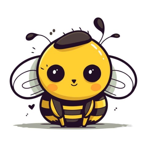 Cute cartoon bee. Vector illustration. Isolated on white backgro