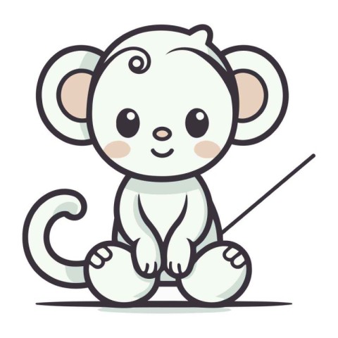 Cute cartoon monkey on white background. Vector illustration in