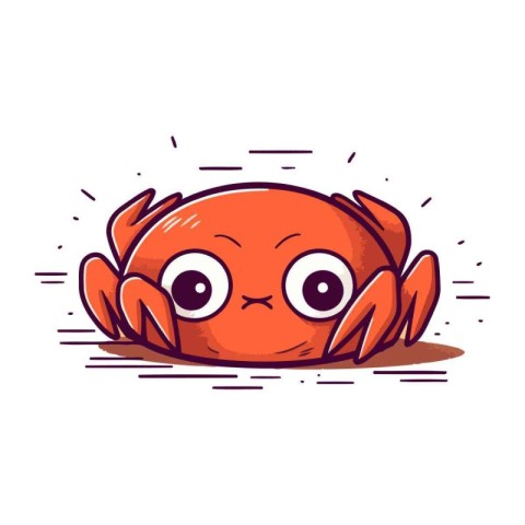 Cute cartoon crab. Vector illustration. Isolated on white backgr