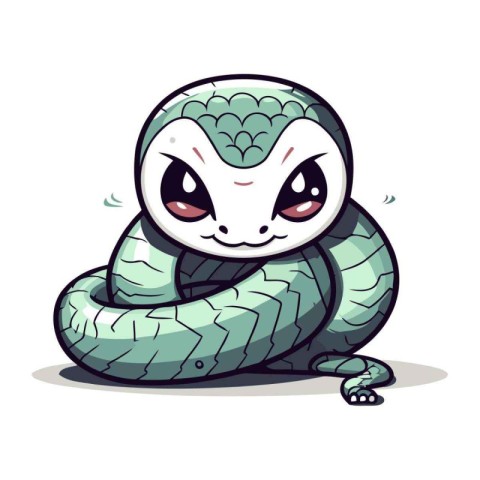 Cute cartoon snake. Vector illustration isolated on a white back