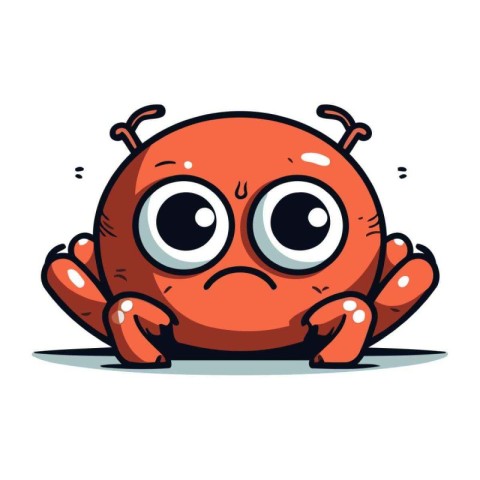 Cute cartoon crab with big eyes. Vector illustration isolated on