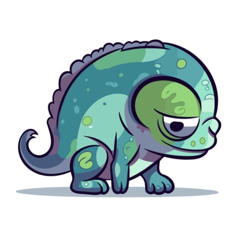 Cartoon chameleon isolated on white background. Vector illustrat