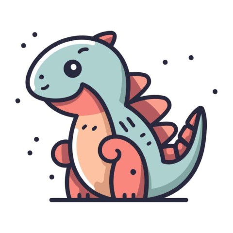 Cute dinosaur in cartoon style. Vector illustration for kids des