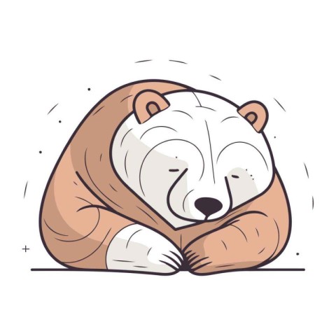 Polar bear sleeping vector illustration. Cute cartoon bear chara