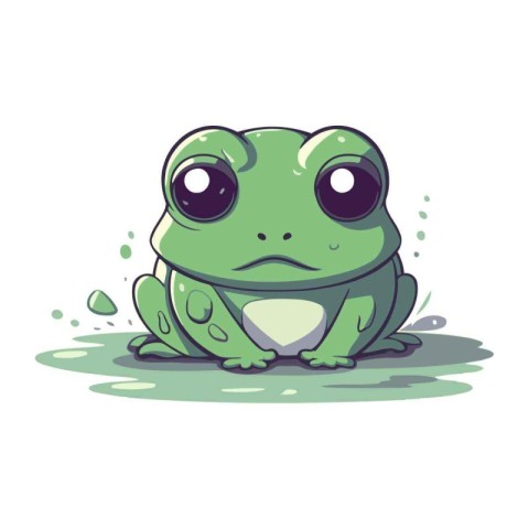 Cute cartoon frog isolated on a white background. Vector illustr