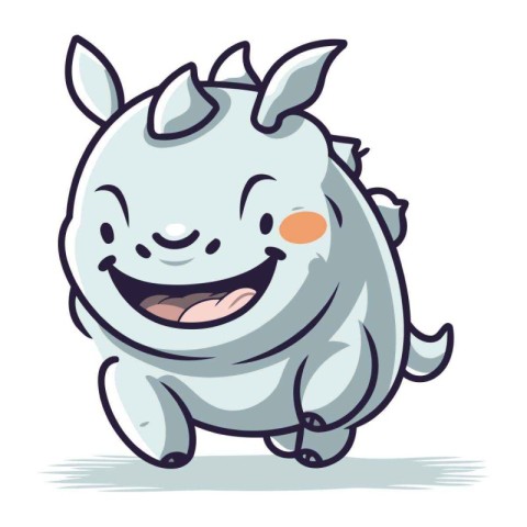 Cute Rhinoceros Cartoon Mascot Character Vector Illustration