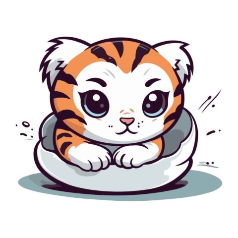 Cute cartoon tiger. Vector illustration isolated on a white back