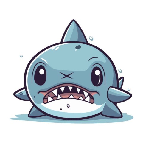 Cute cartoon shark. Vector illustration isolated on a white back