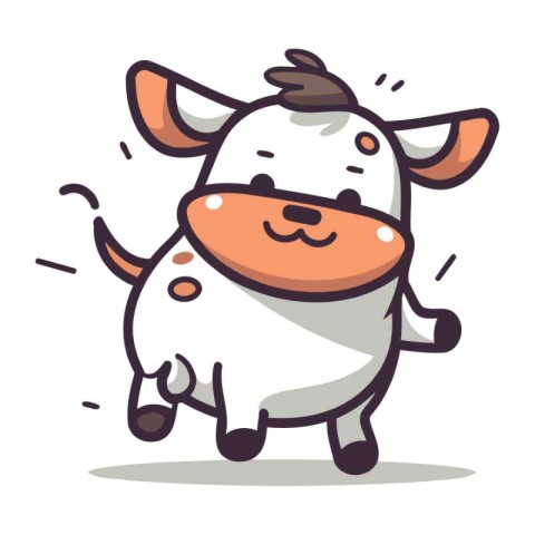 Cute cartoon cow. Vector illustration. Isolated on white backgro