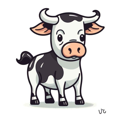 Cute cartoon cow. Vector illustration. Cute farm animal.