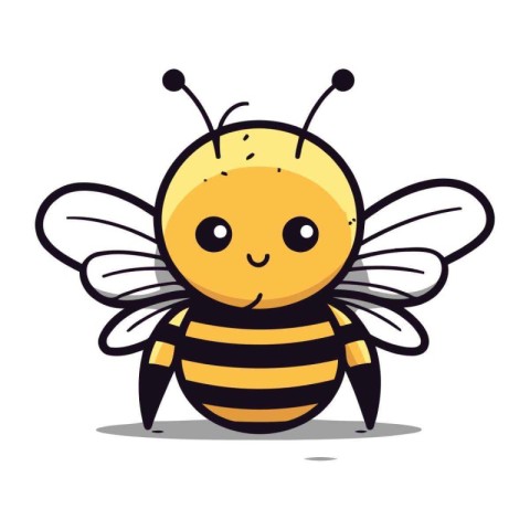 Cute Bee Cartoon Mascot Character. Vector Illustration.