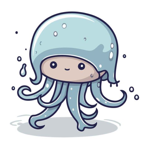 Cute cartoon octopus. Vector illustration in a flat style.
